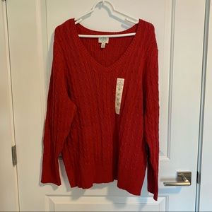 St Johns Bay Red V-neck Sweater- NWT- Size 3X
